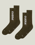 Cuera 2-pack Cuera Padel Socks in Army/White, flat lay front view