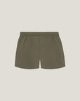 Cuera Womens Active Globe Shorts in Army, flat lay back view