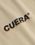 Cuera Active Light Weight T-Shirt in Sand, logo print detail