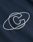 Cuera Active WPC Light Weight T-Shirt in Navy, logo print detail