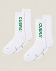 Cuera Green shorts & 2-pack socks, flat lay front view