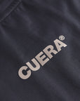 Cuera Oncourt Slit Top SS in Black, logo print detail