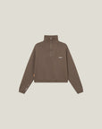 Cuera Offcourt Cuera Half Zip Sweat in Walnut, flat lay front view
