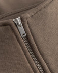 Cuera Offcourt Cuera Half Zip Sweat in Walnut, zip detail