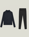 Cuera Zip Cardigan & Tights Long in Black Bundle, flat lay front view