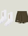 Oncourt 2in1 Shorts Army & 2-pack socks Walnut