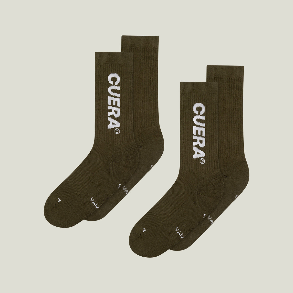Cuera 2-pack Cuera Padel Socks in Army/White, flat lay front view