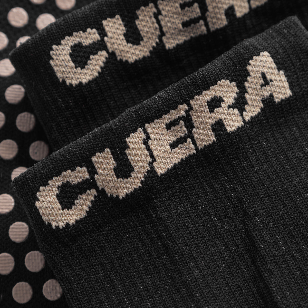 Cuera 2-Pack Grip Sock in Black, logo print detail