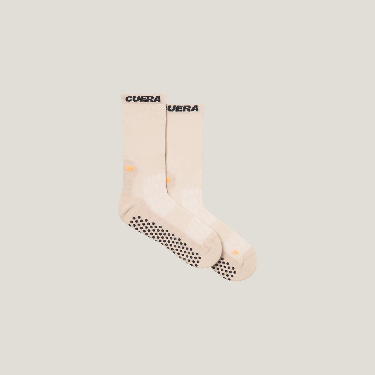 Cuera 2-Pack Grip Socks in Sand, flat lay back view