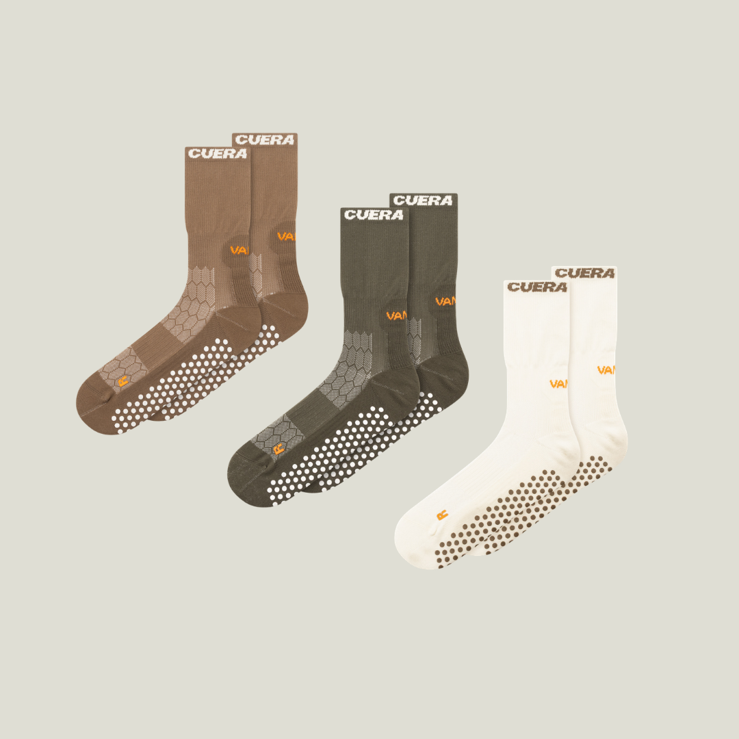 Cuera 3-Pack Oncourt Grip Socks, flat lay front view
