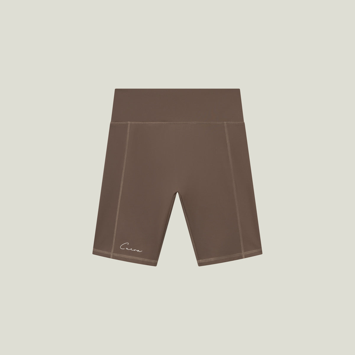 Cuera Active Biker Tights Hidden Seem in Walnut, flat lay front view
