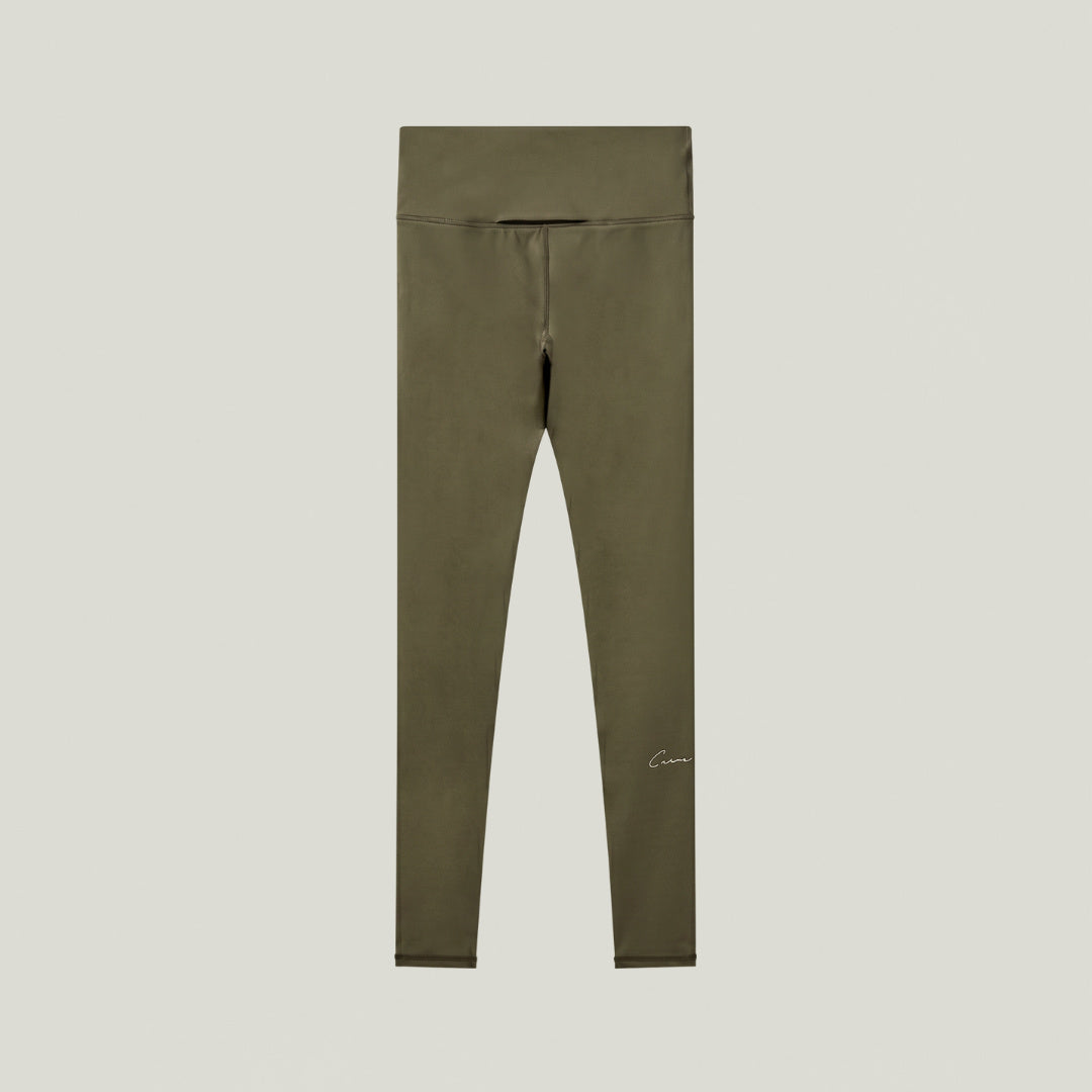 Cuera Active Cuera Tights Hidden Front Seem in Army, fabric detail