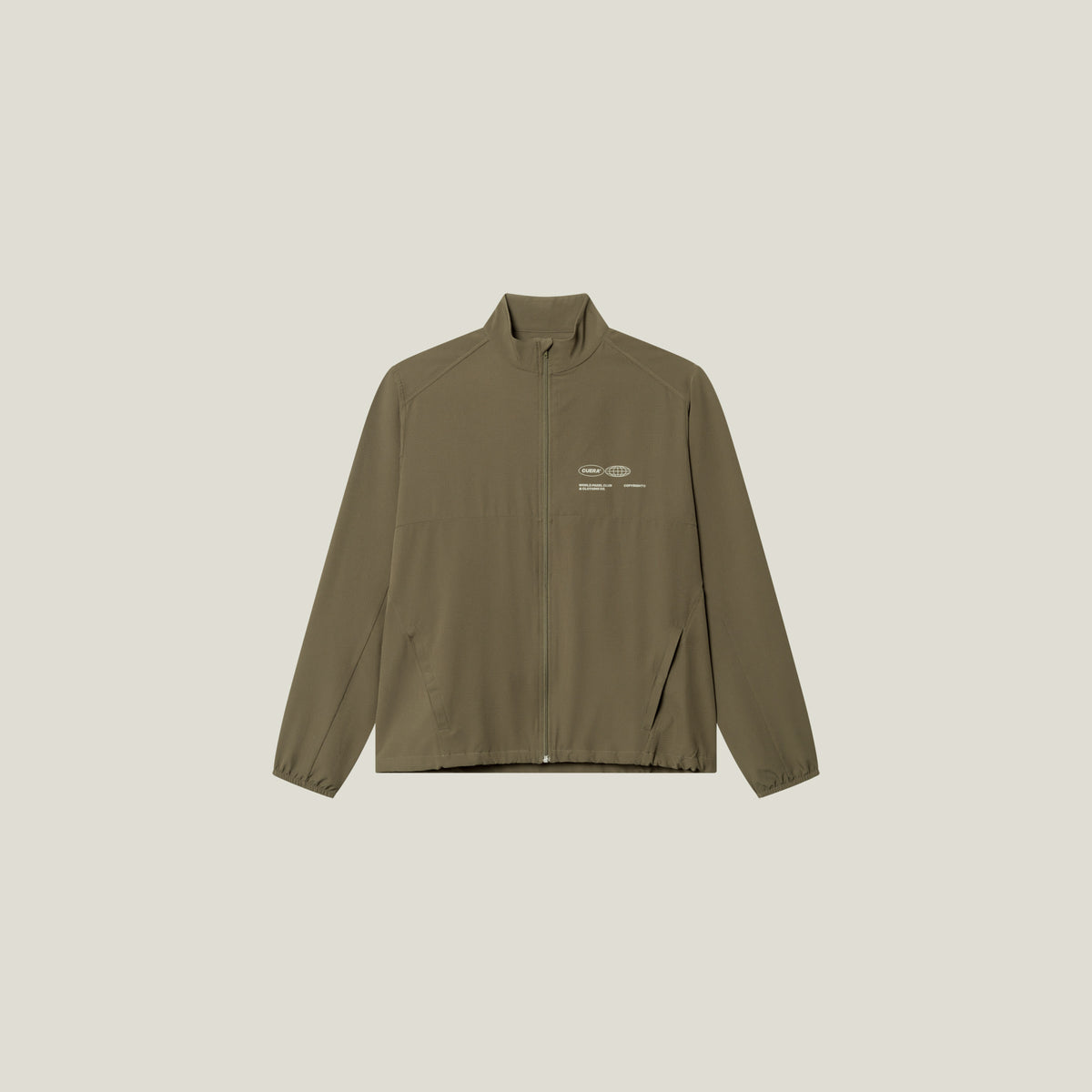 Cuera Active Cuera Track Jacket in Army, flat lay front view