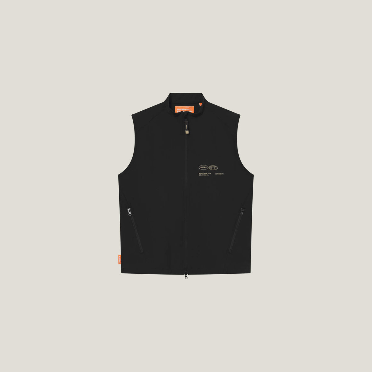 Cuera Active Gilet in Black, flat lay front view