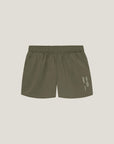 Cuera Womens Active Globe Shorts in Army, flat lay front view