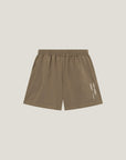 Cuera Womens Active Globe Shorts in Walnut, flat lay front view