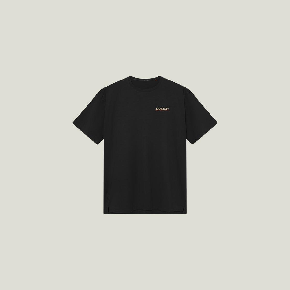 Cuera Active Light Weight T-Shirt in Black, flat lay front view
