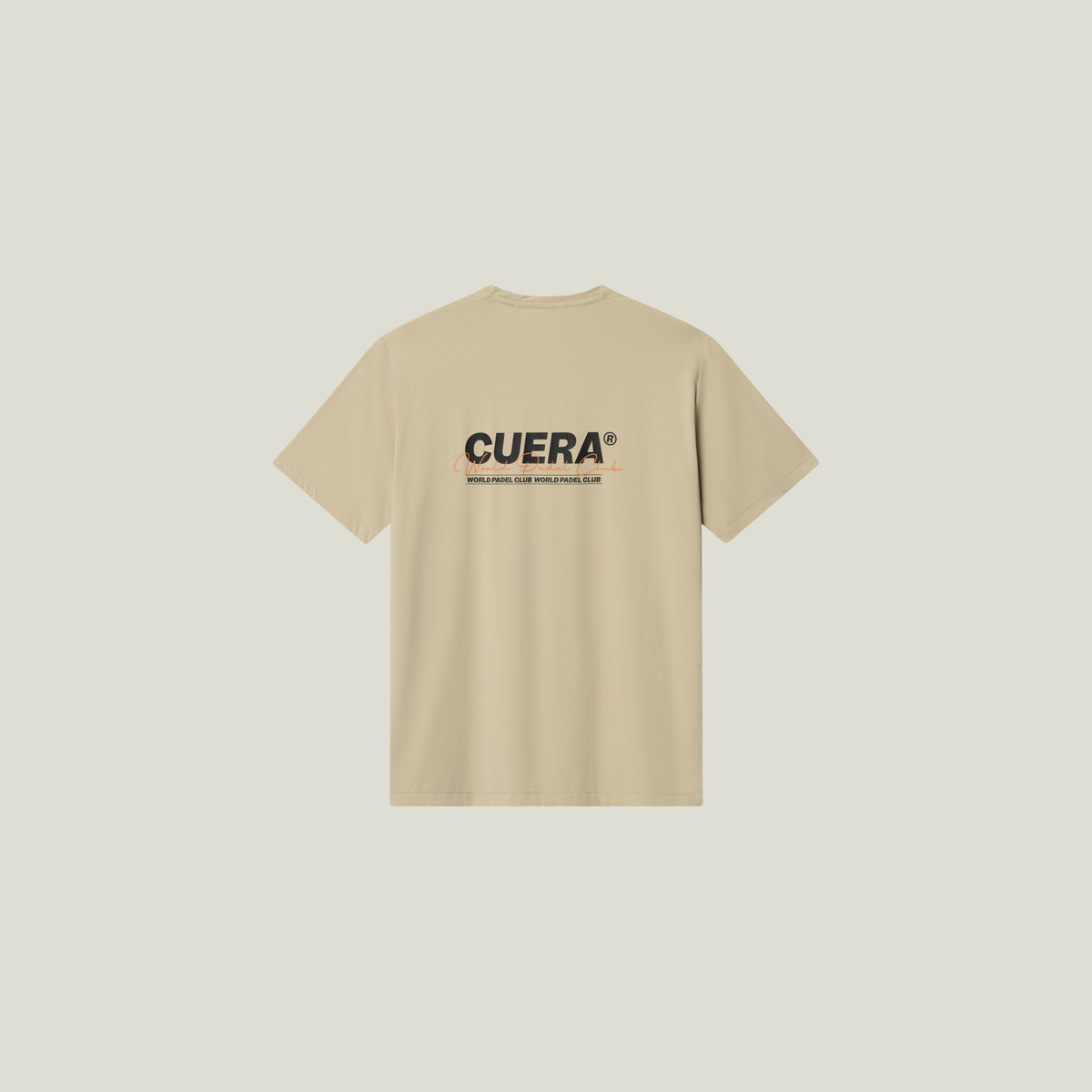Cuera Active Light Weight T-Shirt in Sand, flat lay back view