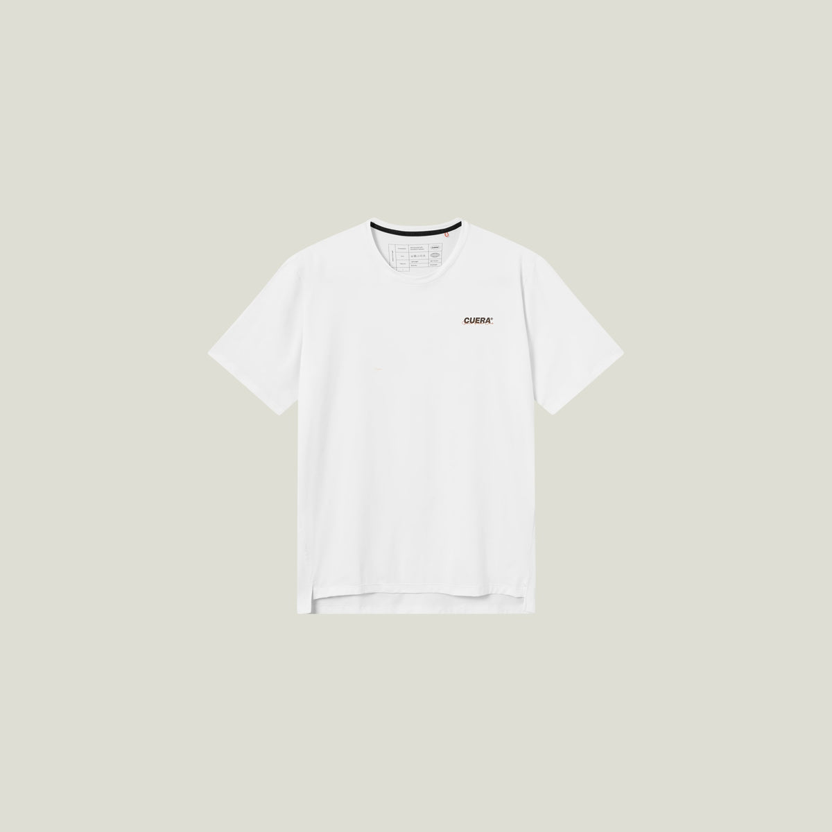 Cuera Active Light Weight T-Shirt in White, flat lay front view