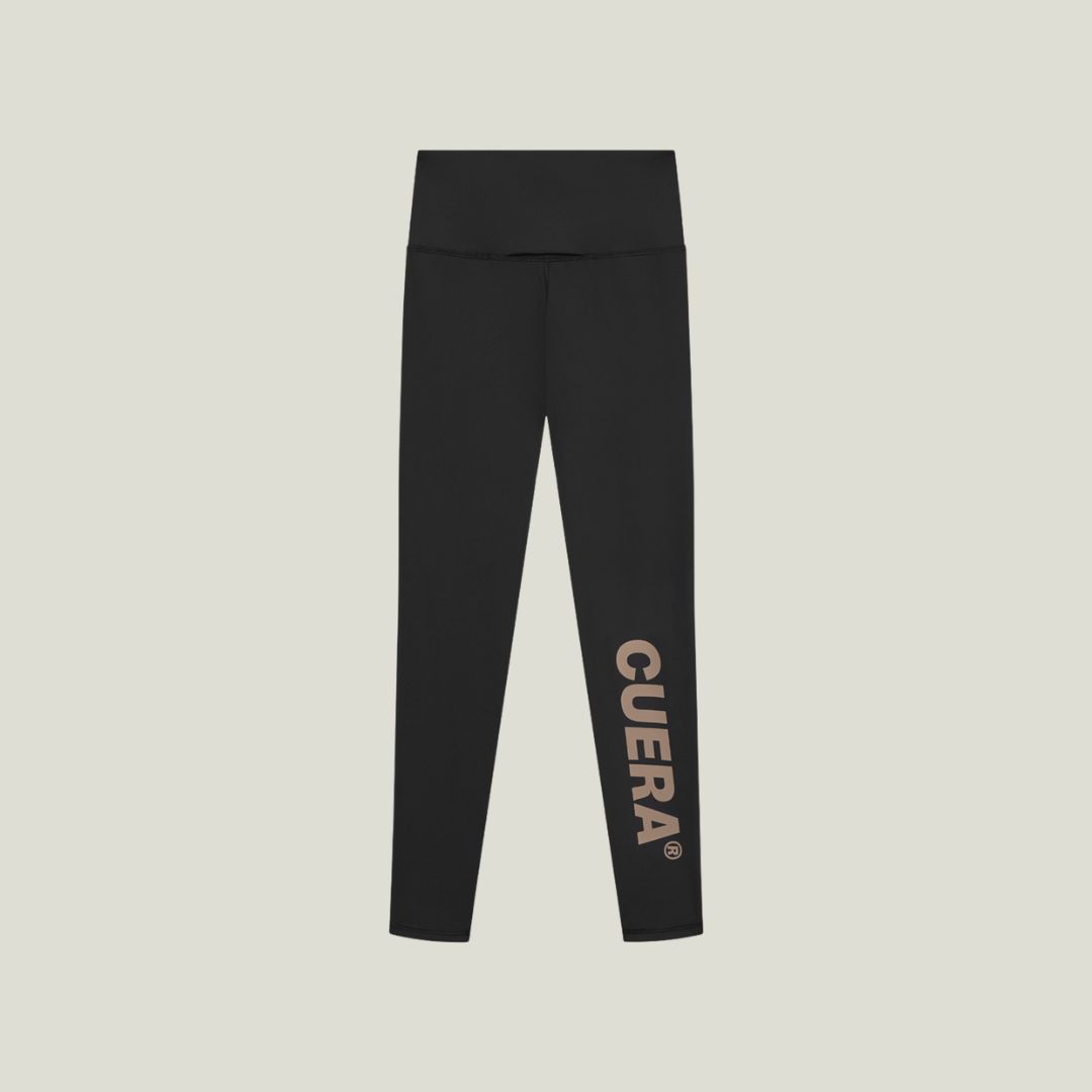 Cuera Active Logo Tights Long in Black, flat lay back view