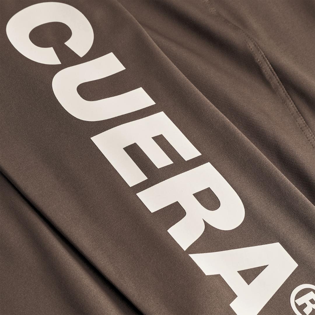 Cuera Active Logo Tights Long in Dark Brown, logo print detail