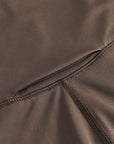 Cuera Active Logo Tights Long in Dark Brown, seam and stitching detail