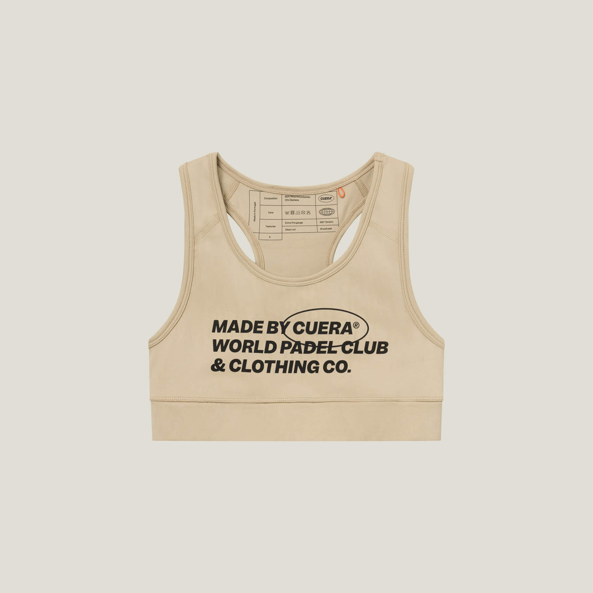 Cuera Active Made Bra in Grey, flat lay front view