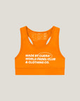 Cuera Active Made Bra in Orange, flat lay front view