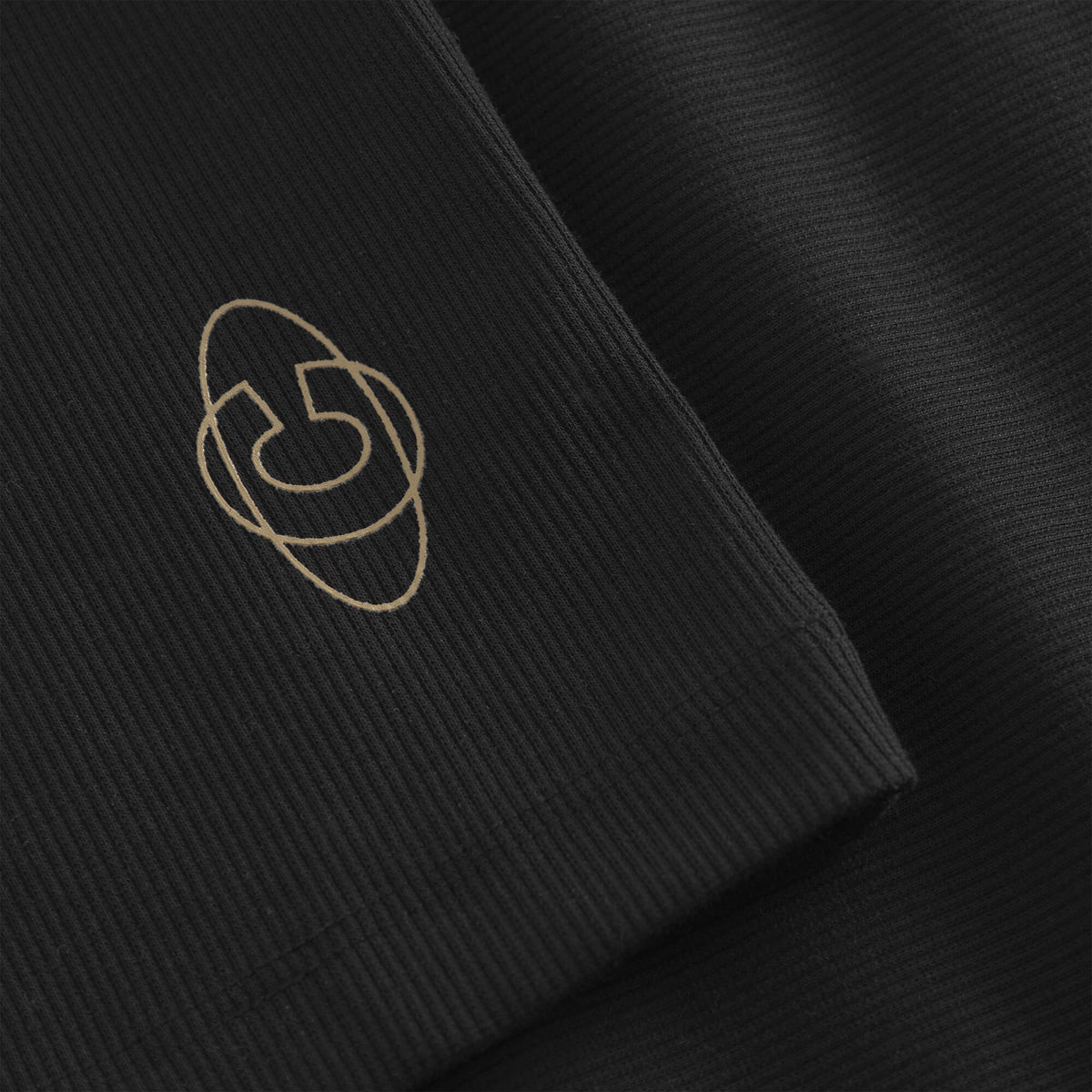 Cuera Active Rib Tank Top in Black, logo print detail