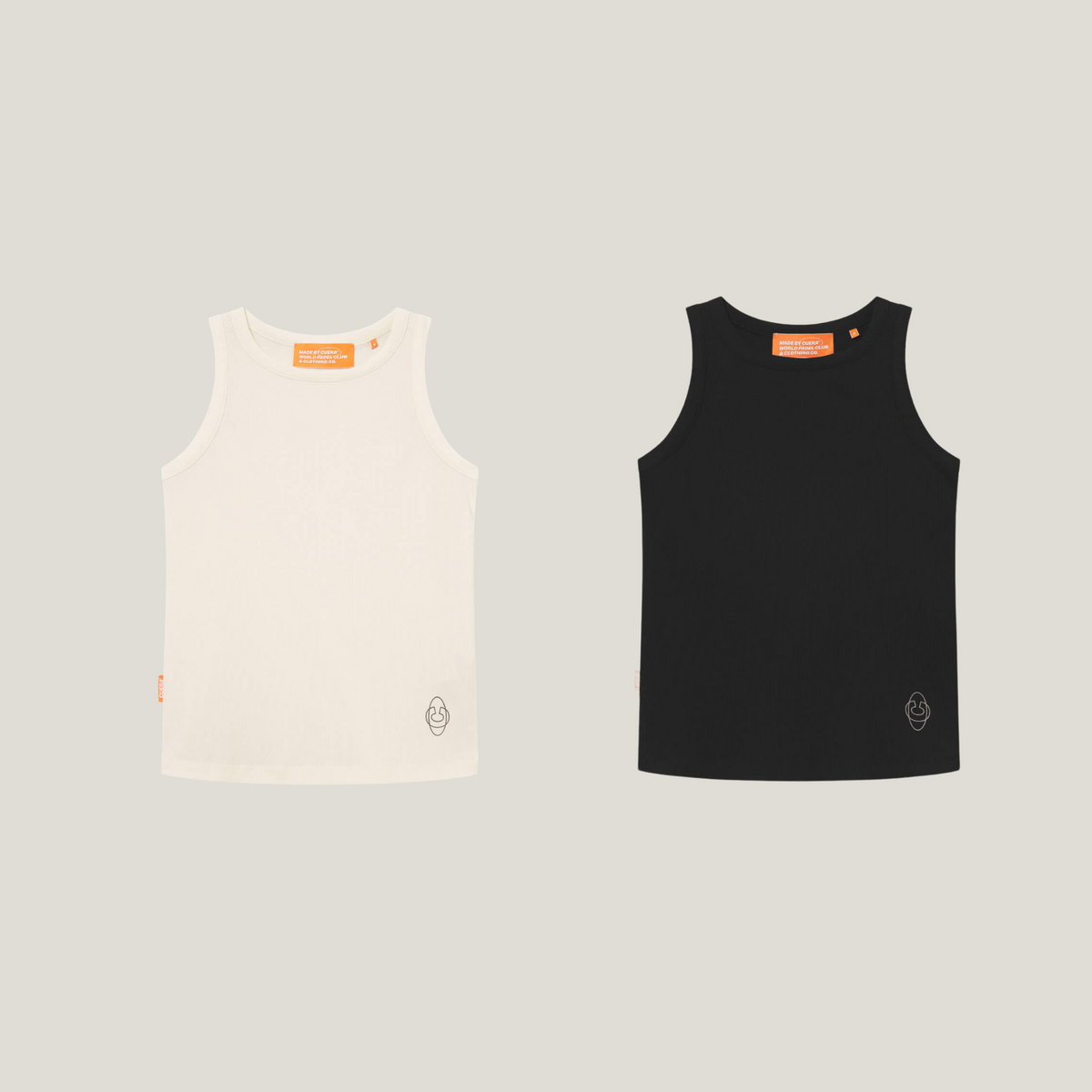 Cuera Active Rib Tank Top Bundle B&W, flat lay front view
