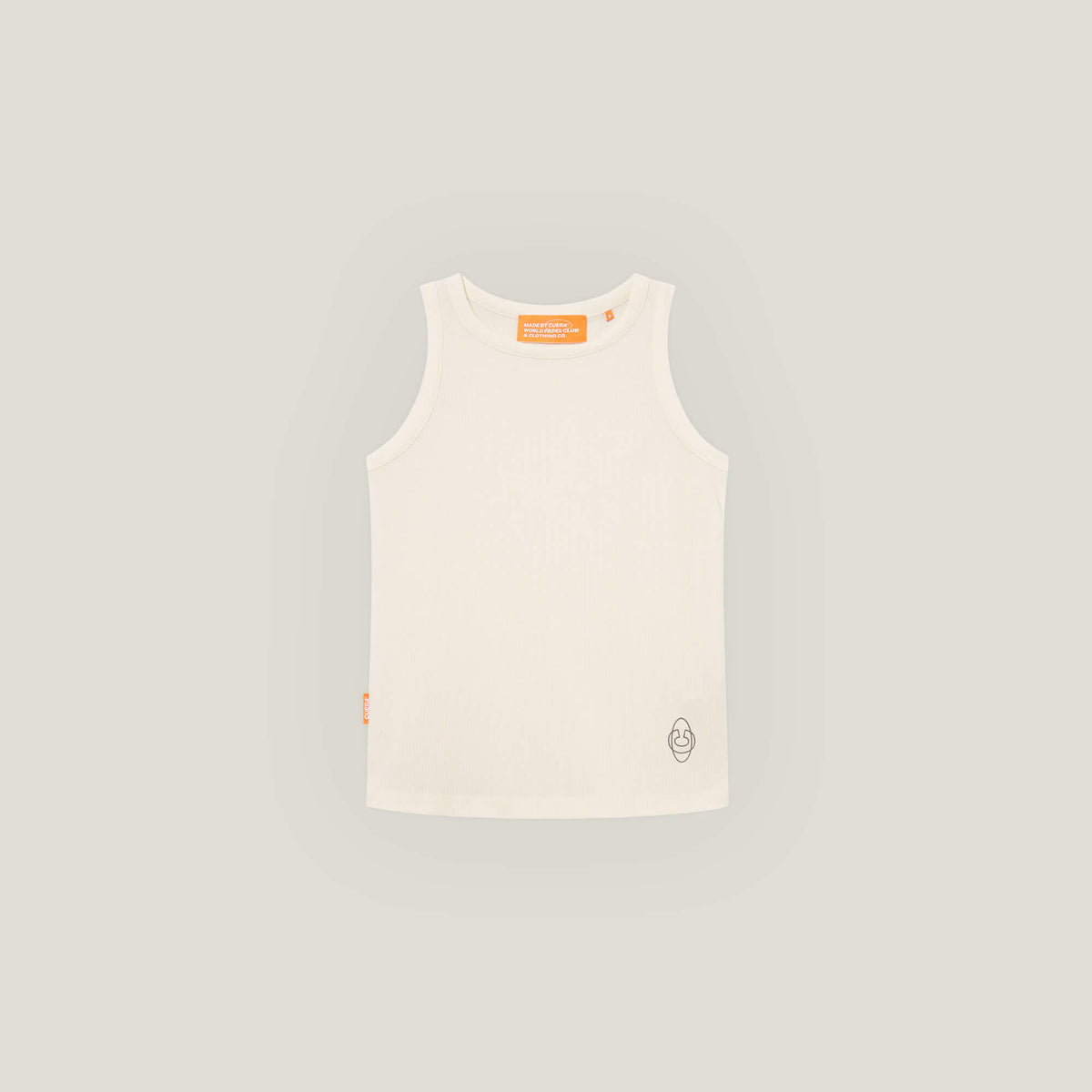 Cuera Active Rib Tank Top in Off White, flat lay front view