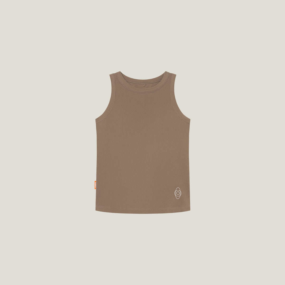 Cuera Active Rib Tank Top in Walnut, flat lay front view