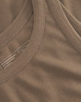 Cuera Active Rib Tank Top in Walnut, neck label and care tag detail
