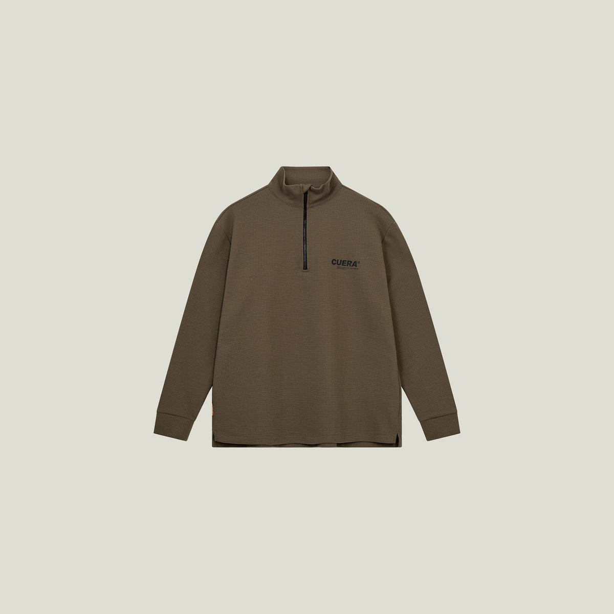 Cuera Active Structure Half Zip in Army, flat lay front view