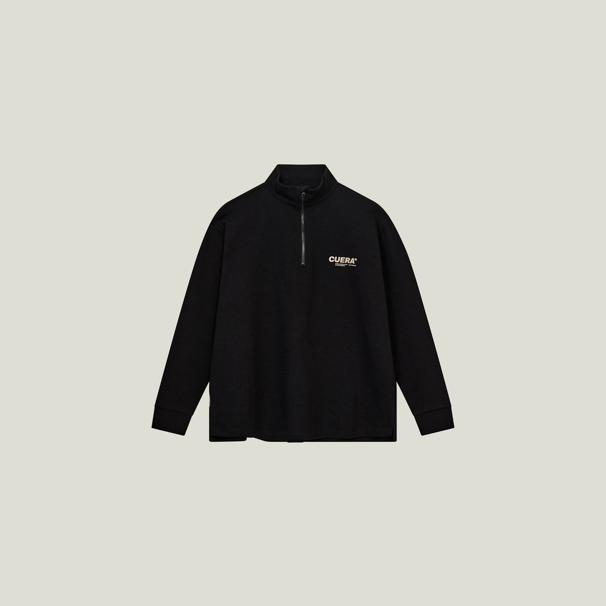 Cuera Active Structure Half Zip in Black, flat lay front view