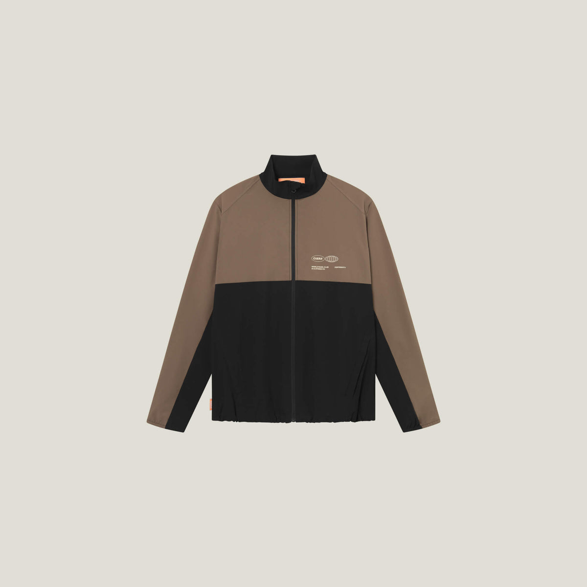 Cuera Active Track Jacket in Black / Walnut, flat lay front view