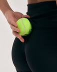 Model wearing Cuera Active Ultra Short Inner Tights in Black, close-up detail on model