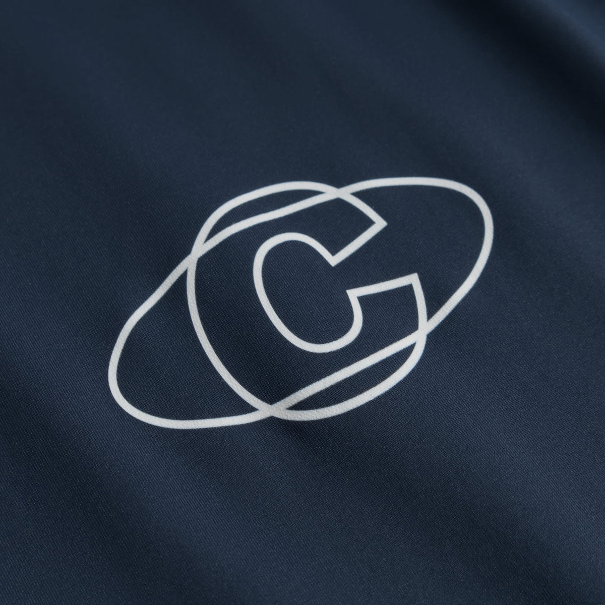 Cuera Active WPC Light Weight T-Shirt in Navy, logo print detail