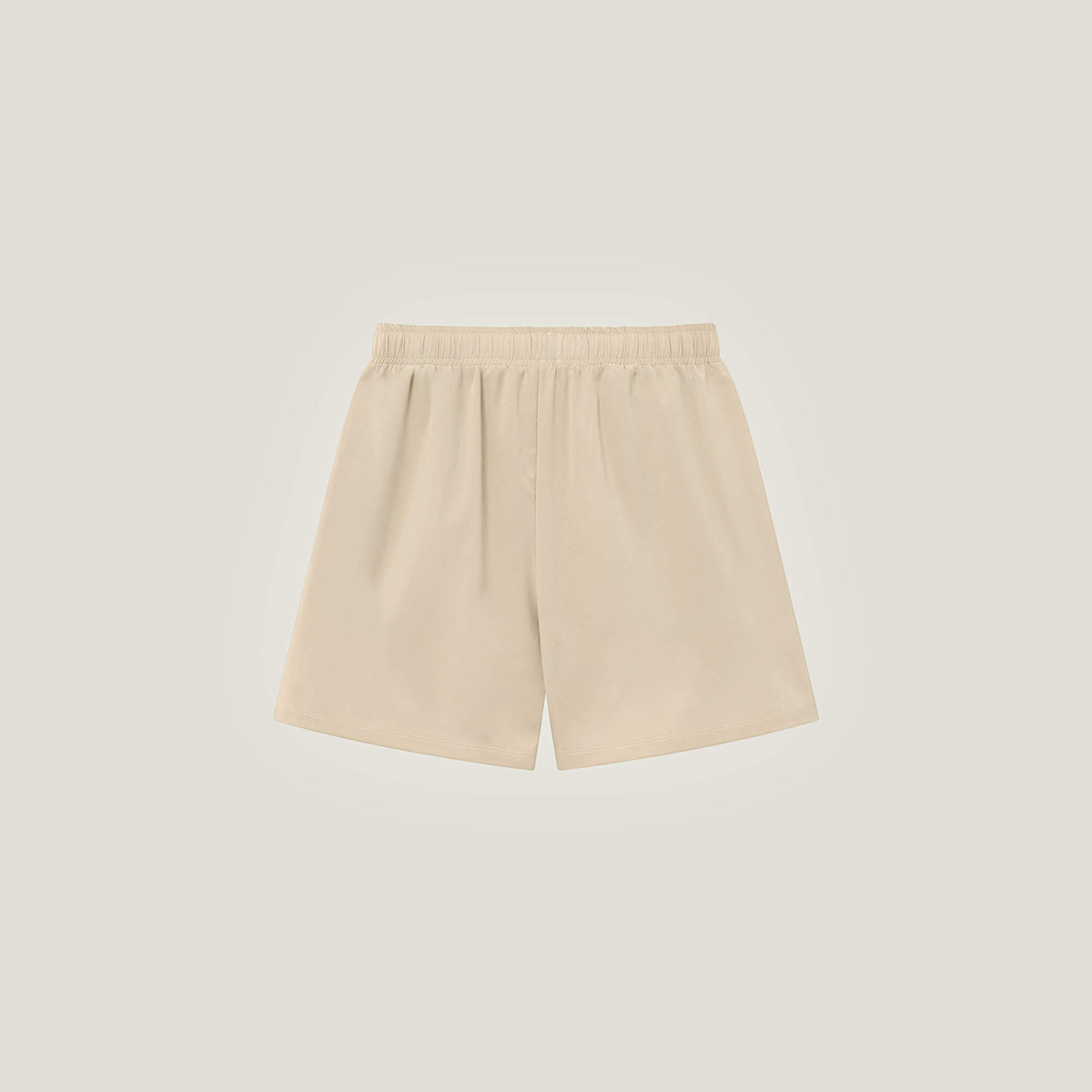 Cuera Mens Active Globe Shorts in Sand, flat lay back view