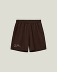 Cuera Mens Active Globe Shorts in Dark Brown, flat lay front view