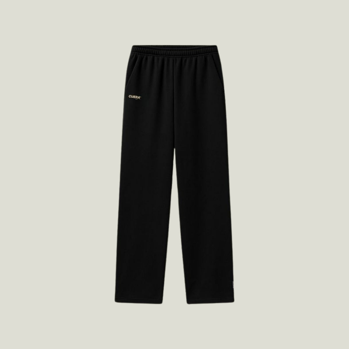 Cuera Offcourt Cuera Wide Sweat Pants in Black, flat lay front view