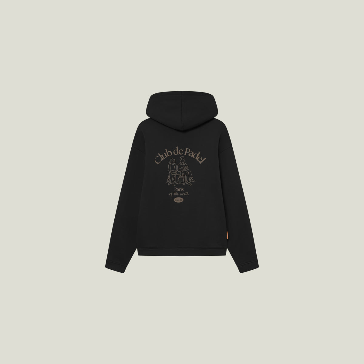 Model wearing Cuera Offcourt DeKarl Hoodie in Black, front studio view
