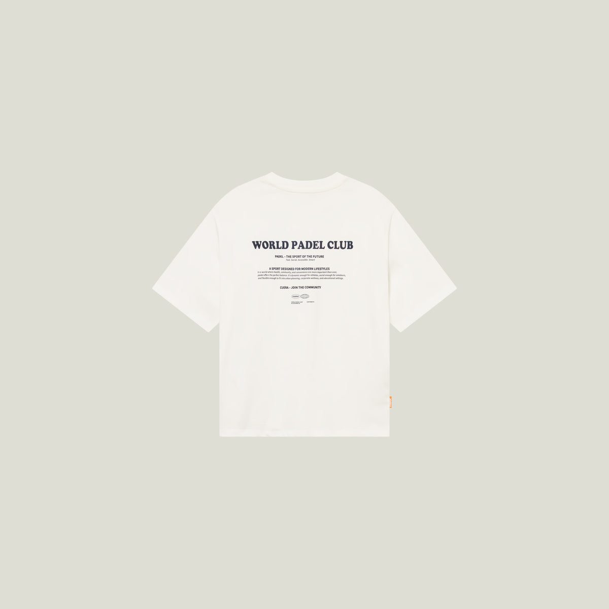 Cuera Offcourt Legacy Short Sleeve in Off White w. Navy, flat lay back view