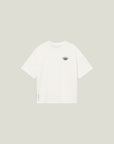 Cuera Offcourt Legacy Short Sleeve in Off White w. Navy, flat lay front view