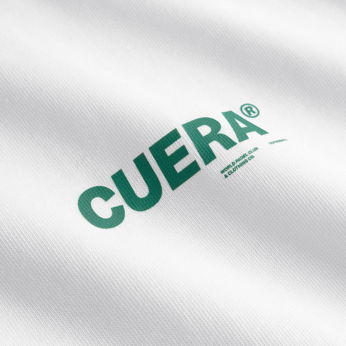 Cuera Offcourt Logo Long Sleeve in White w. Green, logo print detail