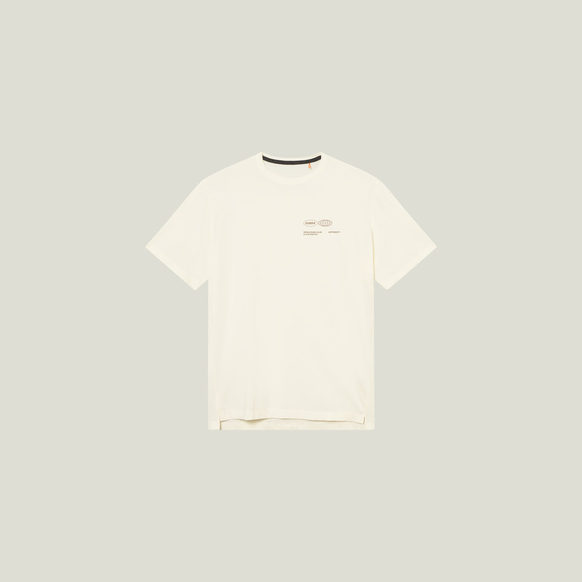 Cuera Oncourt Airy Logo T-Shirt in Off White, flat lay front view