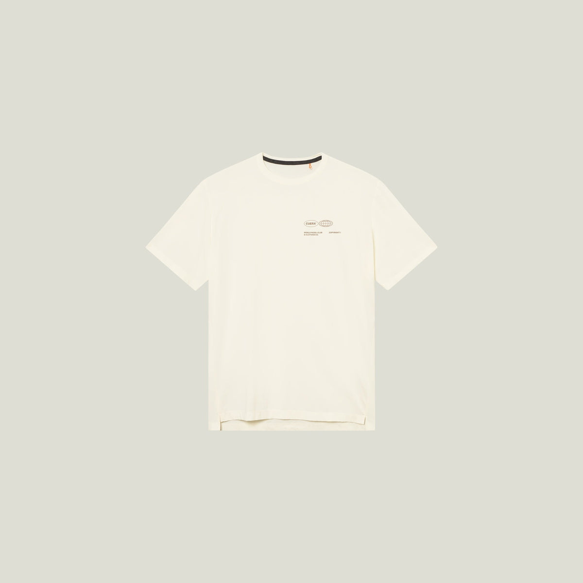 Cuera Oncourt Airy Logo T-Shirt in Off White, flat lay front view