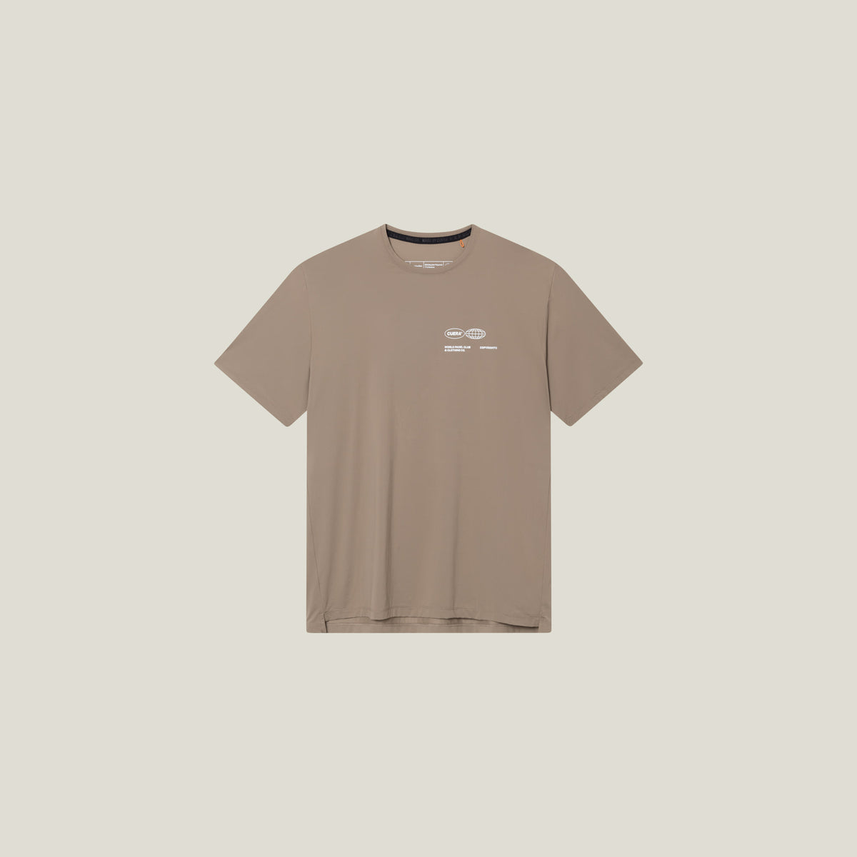 Cuera Oncourt Airy Logo T-Shirt in Walnut, flat lay front view