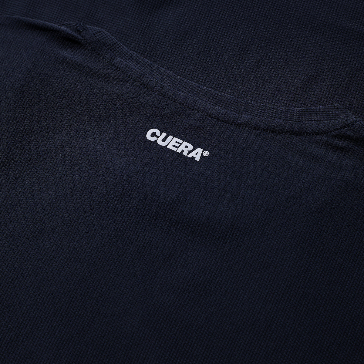 Cuera Oncourt Breathe T-Shirt in Navy, neck label and care tag detail