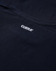 Cuera Oncourt Breathe T-Shirt in Navy, neck label and care tag detail